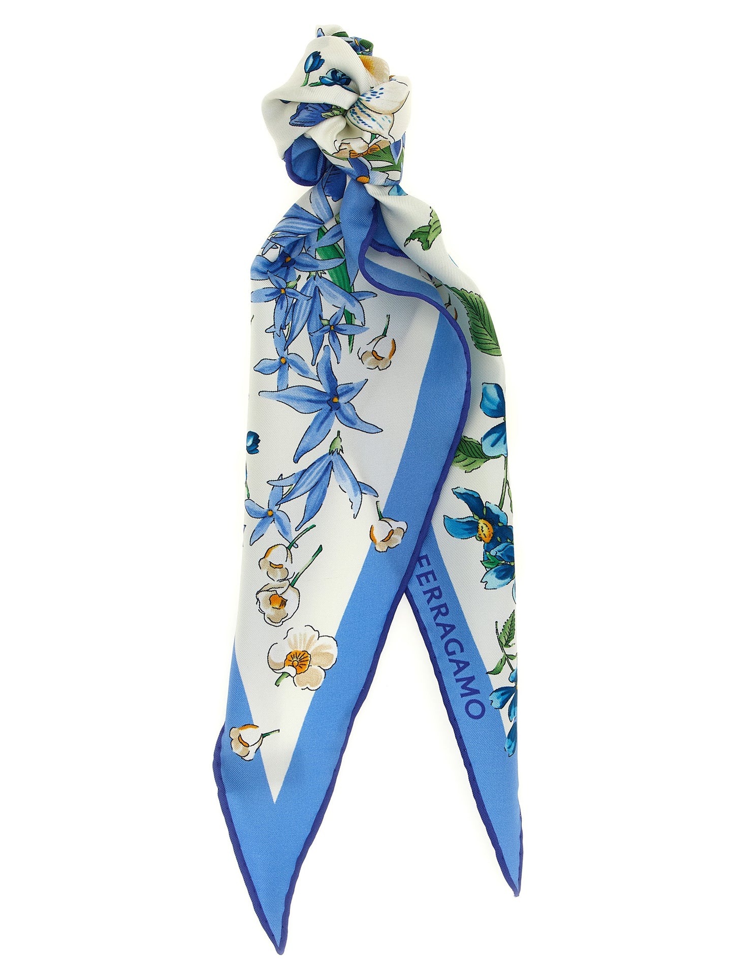 Ferragamo Blue Silk Foulard - Asymmetrical and Elongated Silhouette