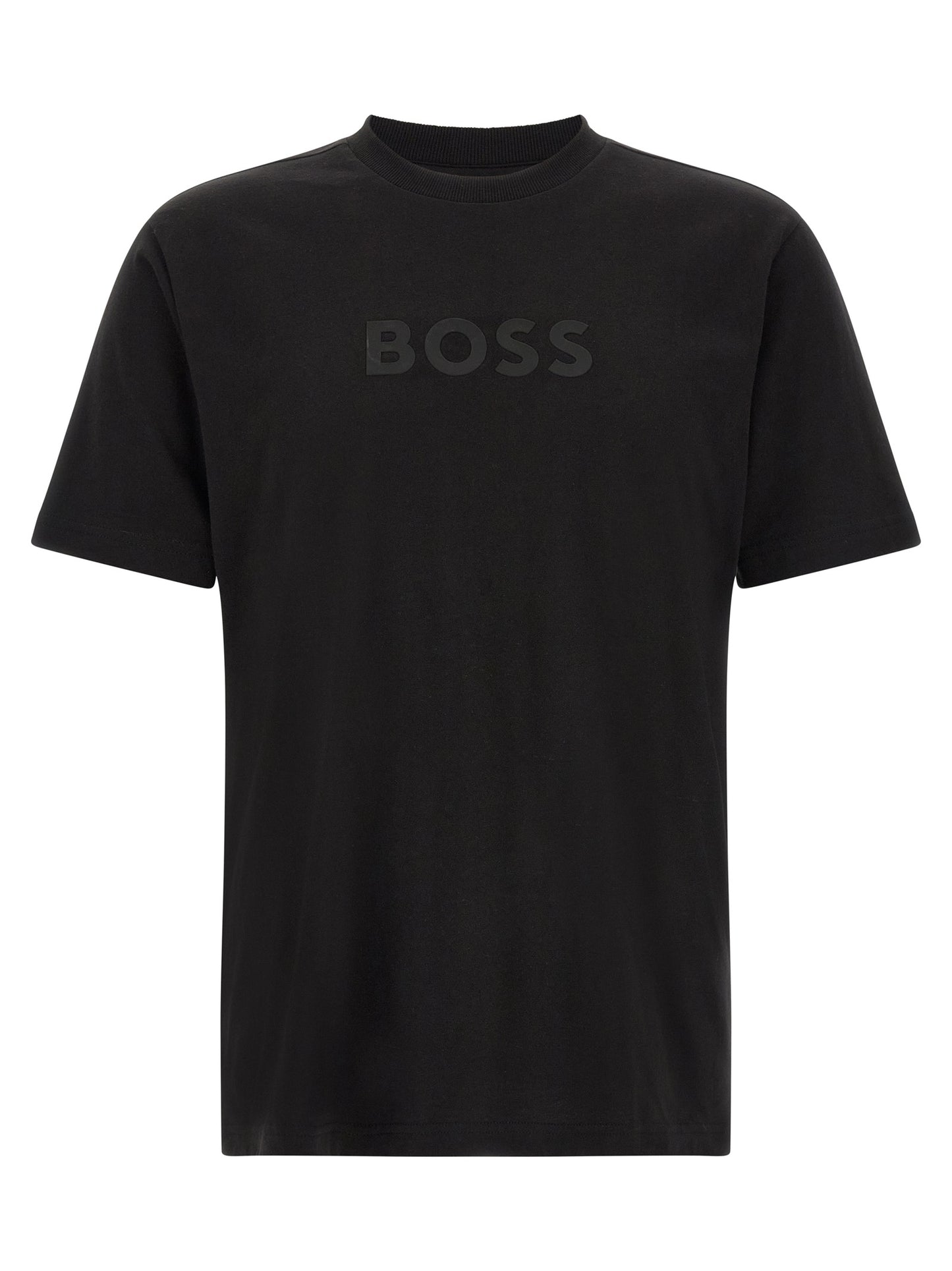 Hugo Boss T-shirt en coton noir texturé doux