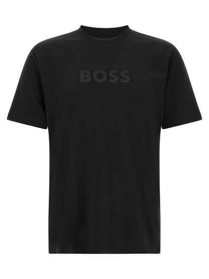 Hugo Boss T-shirt en coton noir texturé doux