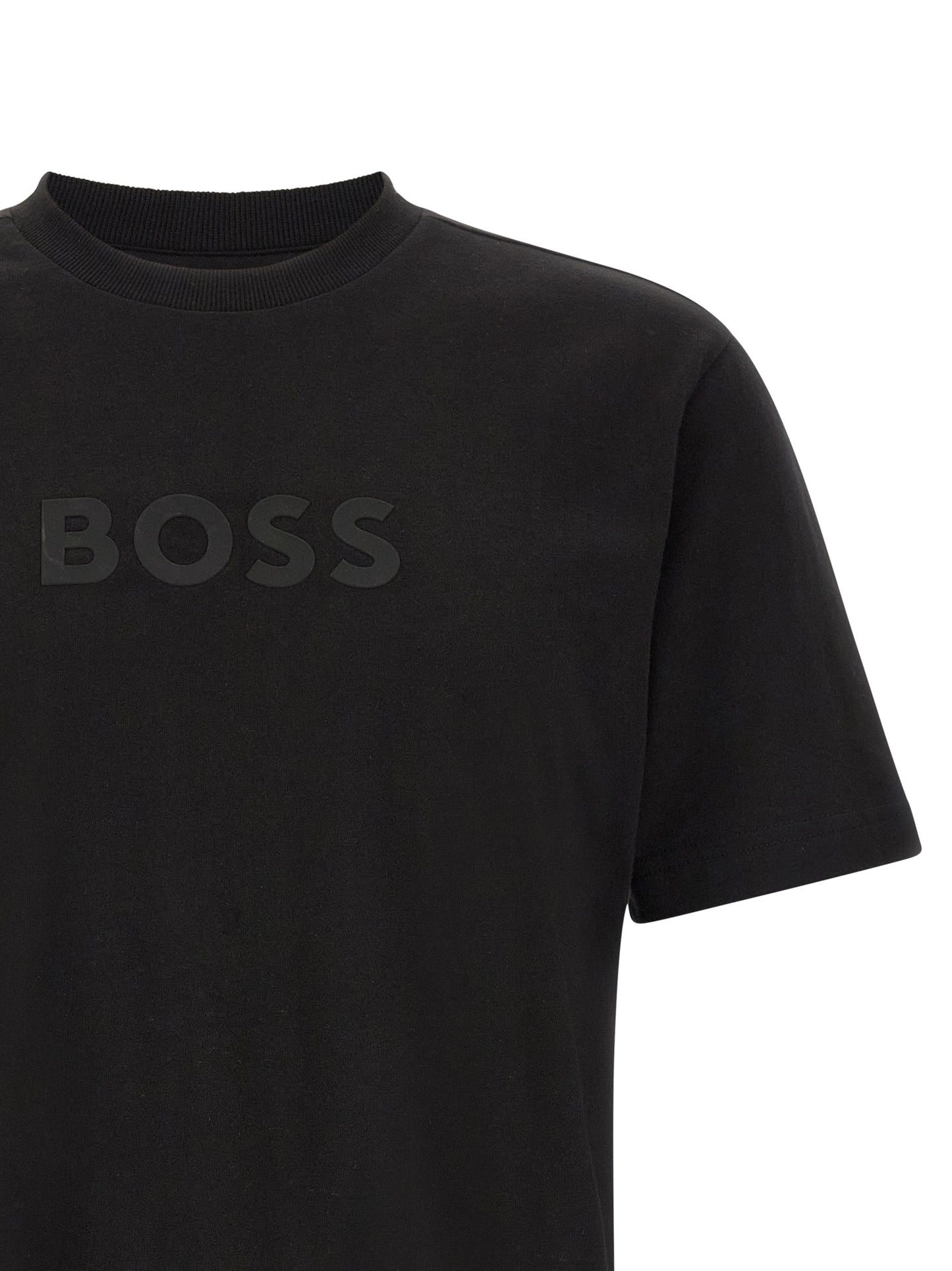 Hugo Boss T-shirt en coton noir texturé doux