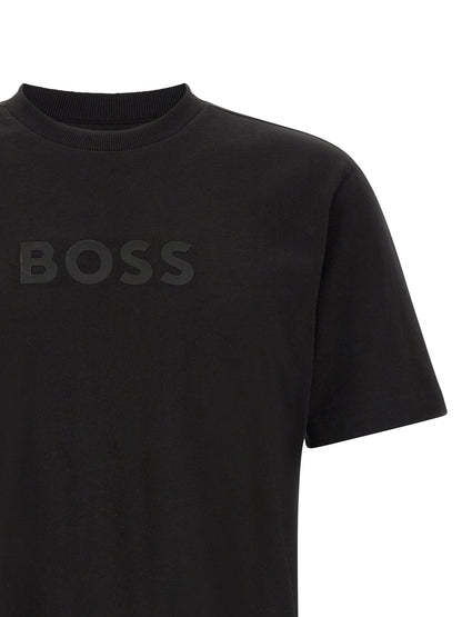 Hugo Boss T-shirt en coton noir texturé doux