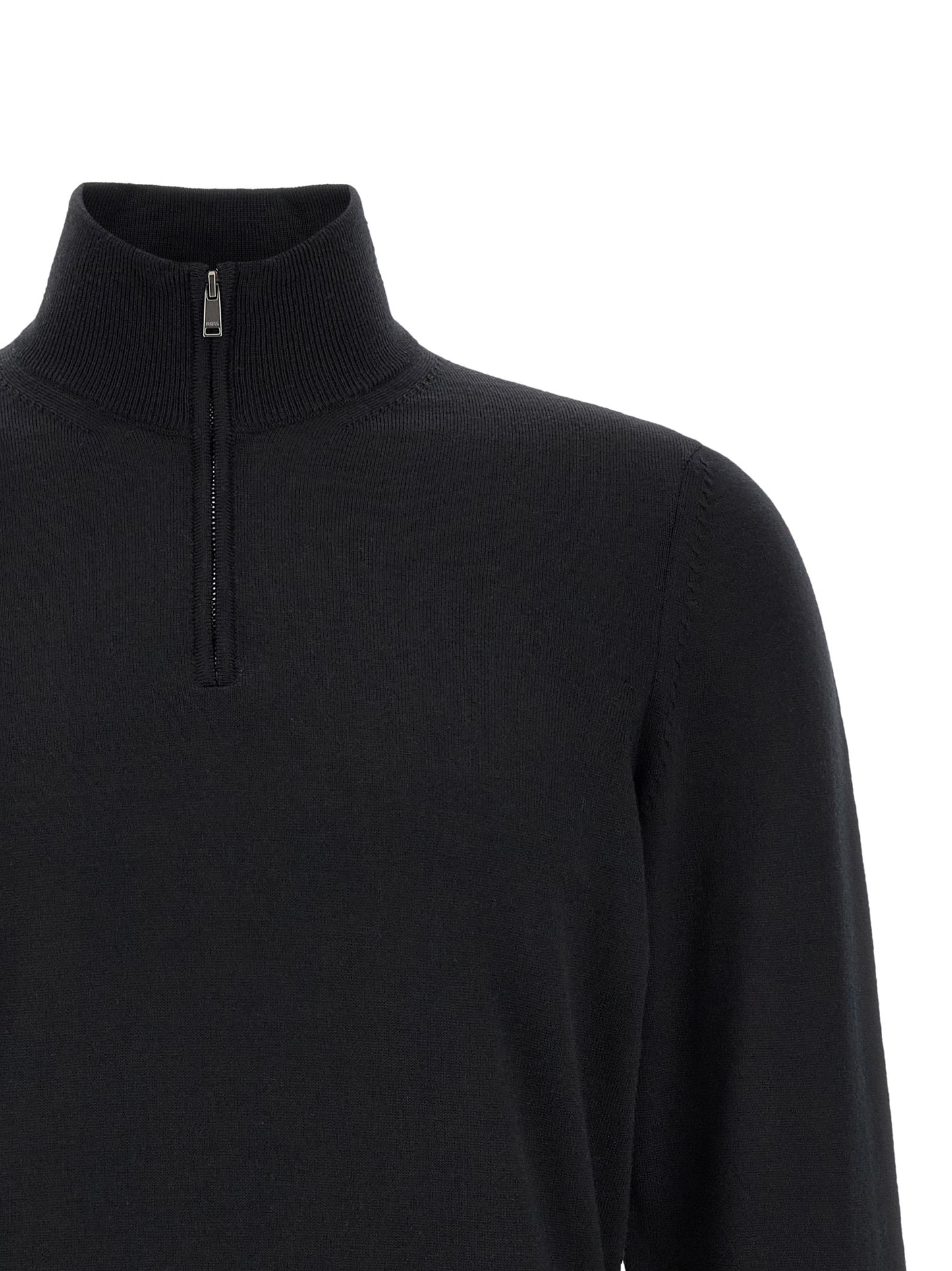 Hugo Boss Virgin Wool Black Cardigan - Regular Fit