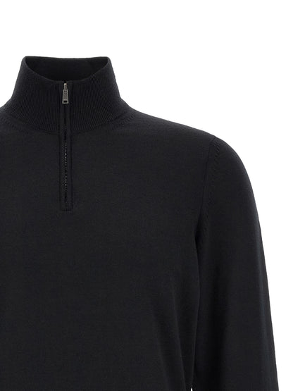 Hugo Boss Virgin Wool Black Cardigan - Regular Fit