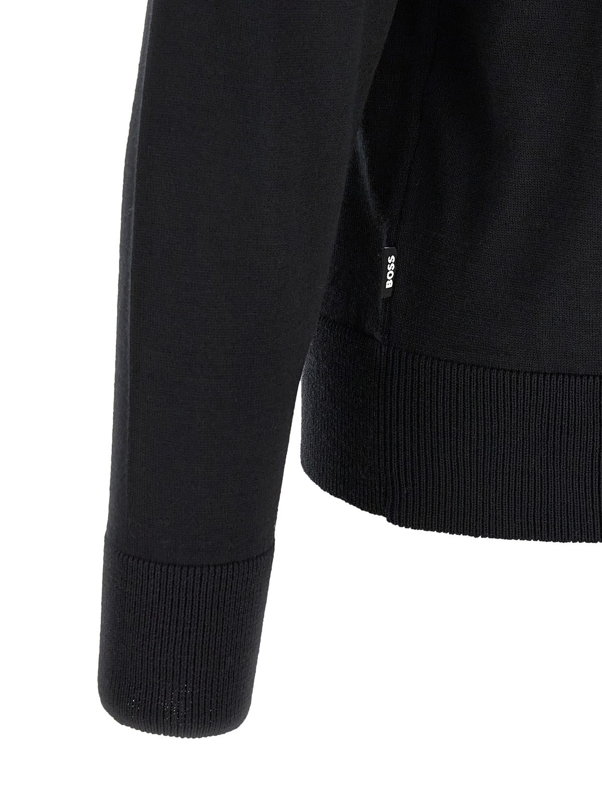 Hugo Boss Virgin Wool Black Cardigan - Regular Fit