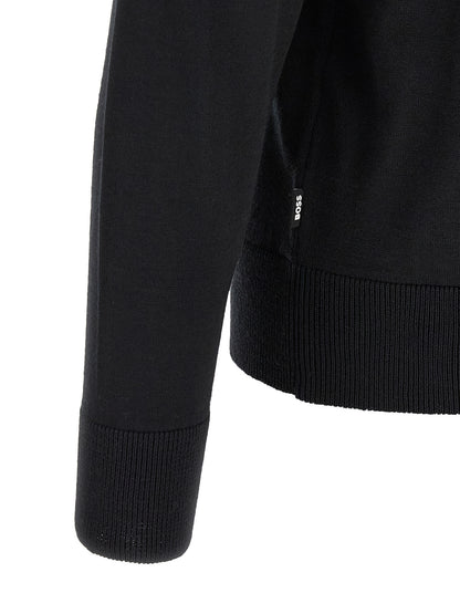 Hugo Boss Virgin Wool Black Cardigan - Regular Fit