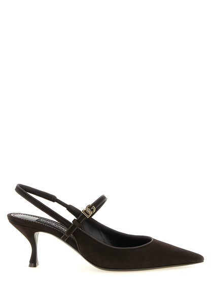 Dolce & Gabbana Escarpins en cuir de chèvre marron à talon moyen