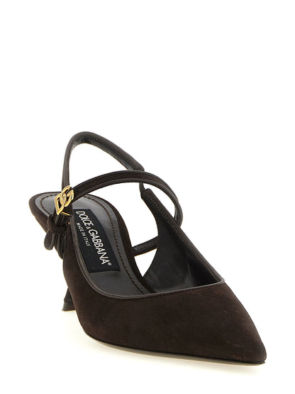 Dolce & Gabbana Escarpins en cuir de chèvre marron à talon moyen