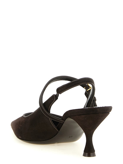 Dolce & Gabbana Escarpins en cuir de chèvre marron à talon moyen
