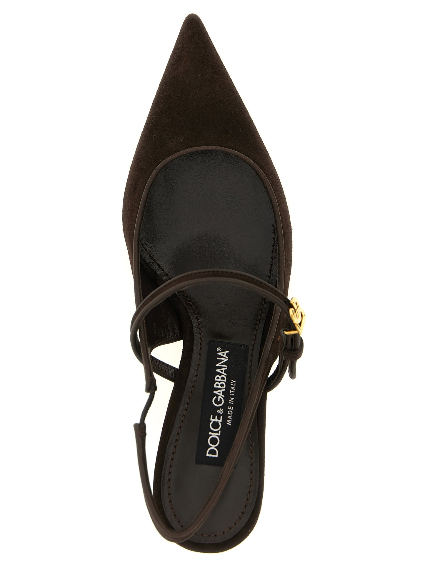 Dolce & Gabbana Escarpins en cuir de chèvre marron à talon moyen