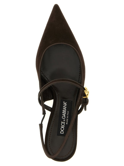 Dolce & Gabbana Escarpins en cuir de chèvre marron à talon moyen