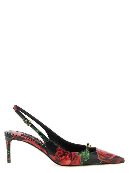 Chaussures à Talon Moyen En Cuir Multicolore Dolce & Gabbana