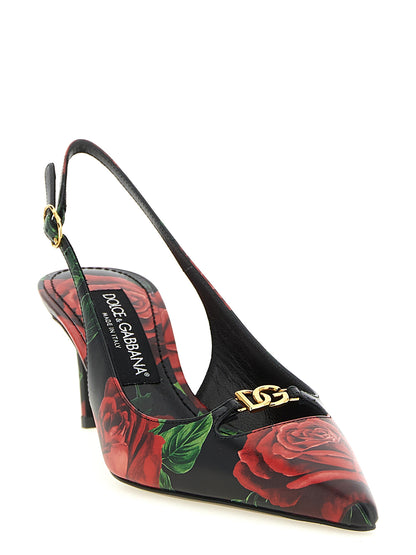 Chaussures à Talon Moyen En Cuir Multicolore Dolce & Gabbana