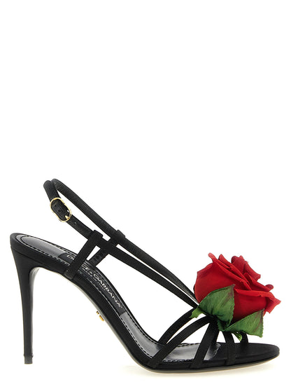 Sandales à talons aiguilles en viscose noire Dolce & Gabbana
