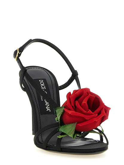 Sandales à talons aiguilles en viscose noire Dolce & Gabbana
