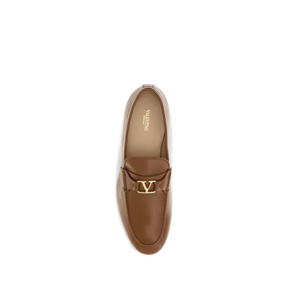 Valentino Garavani Brown Bos Taurus Calfskin Slip-On Loafers