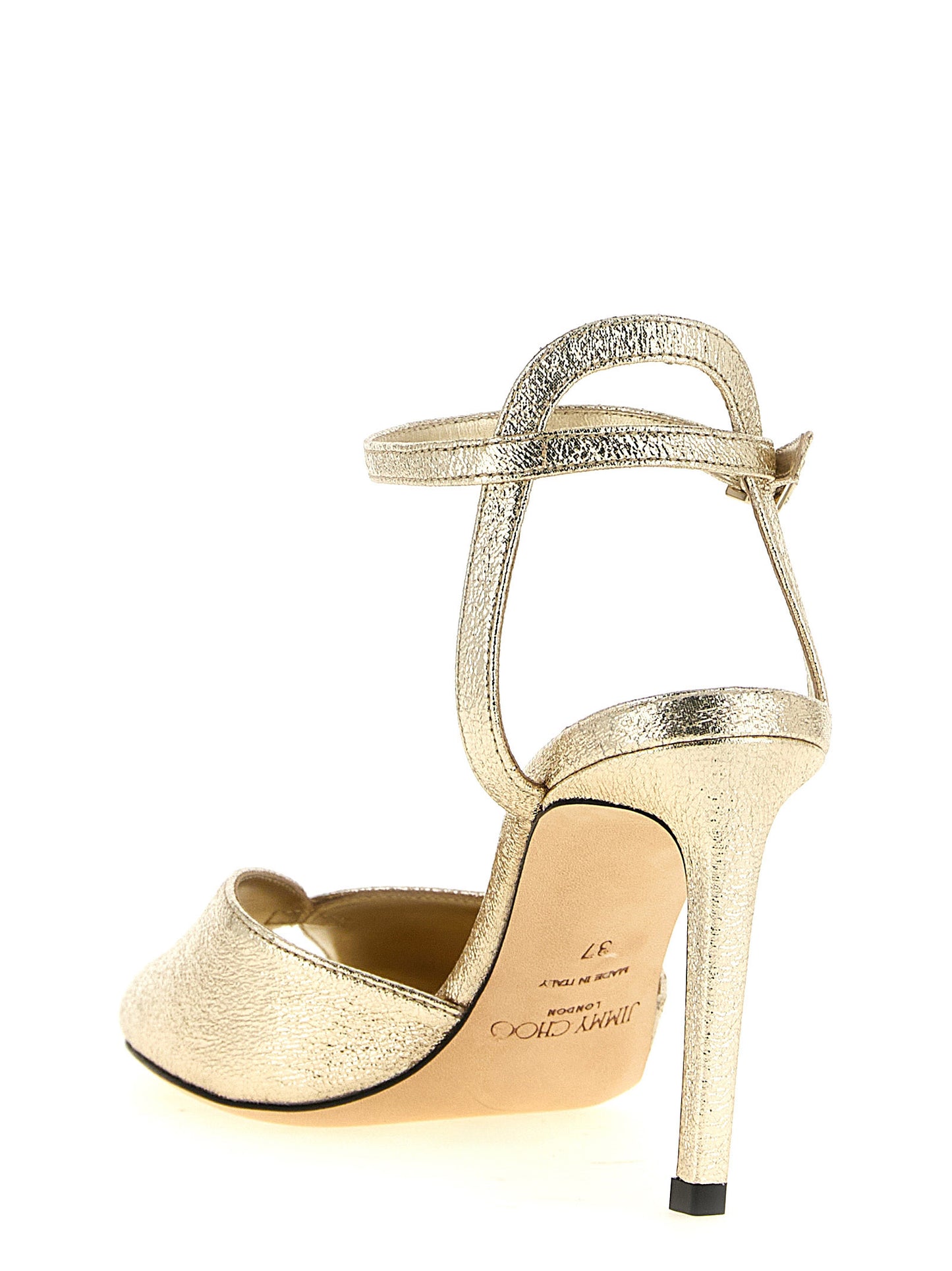 Sandales Jimmy Choo en cuir de chèvre à talon aiguille doré