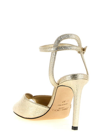 Sandales Jimmy Choo en cuir de chèvre à talon aiguille doré
