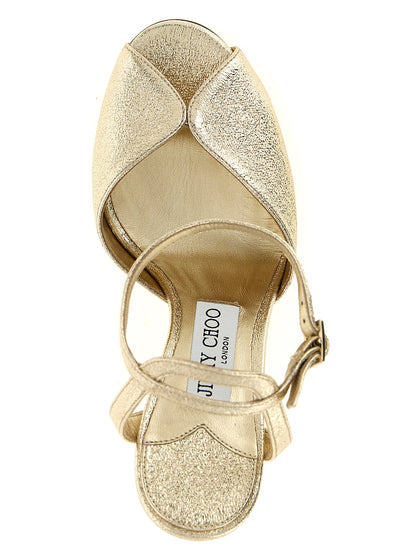 Sandales Jimmy Choo en cuir de chèvre à talon aiguille doré