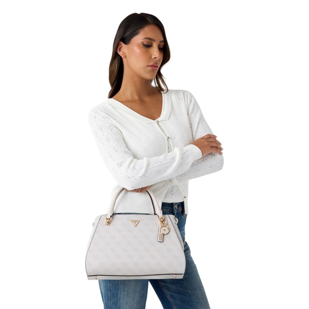 Guess White Noelle Ii Handbag In Polyethylene