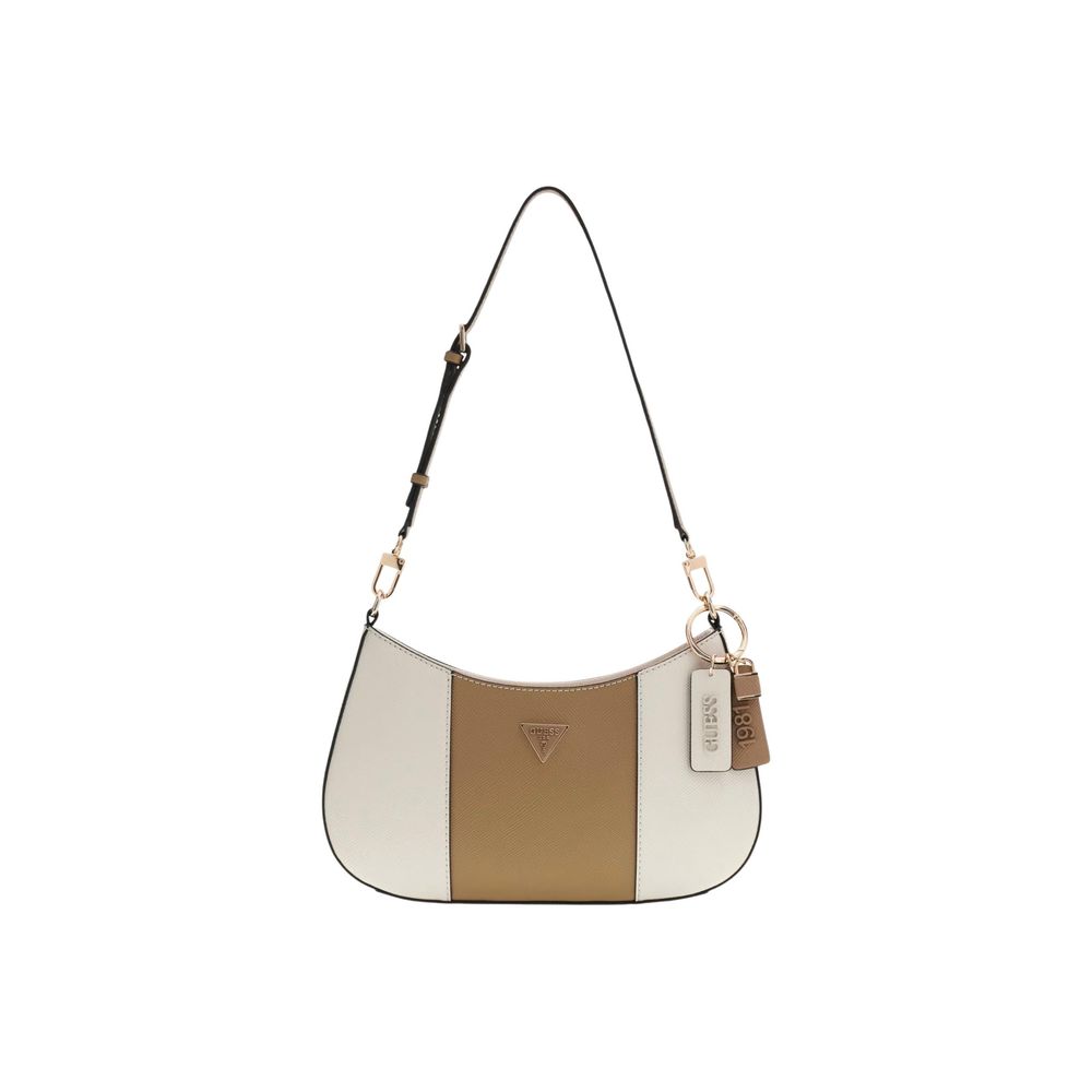 Bolso De Hombro Guess De Poliuretano Beige Modelo Noelle Ii