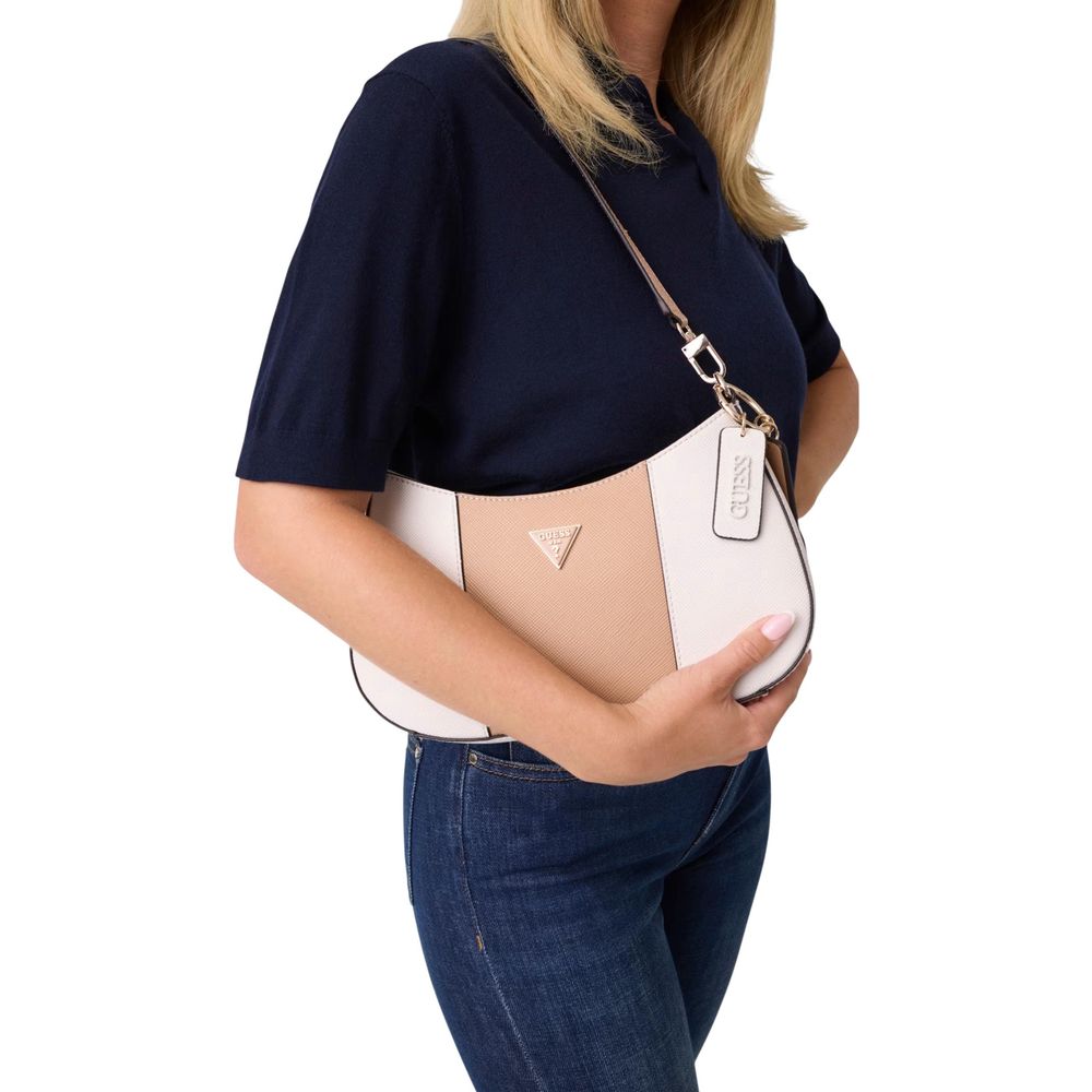 Bolso De Hombro Guess De Poliuretano Beige Modelo Noelle Ii