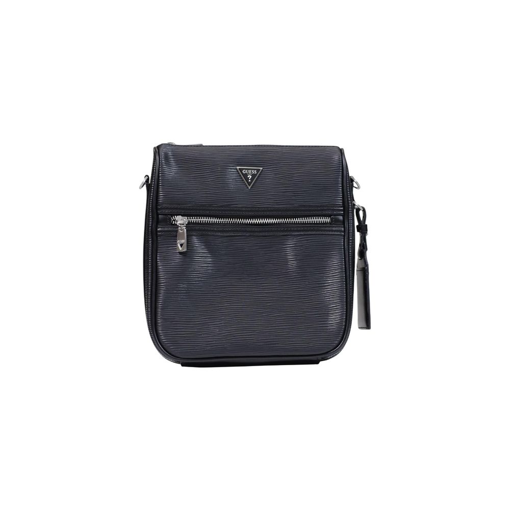 Bolso De Hombro Guess En Polietileno Negro Con Acabado Texturizado