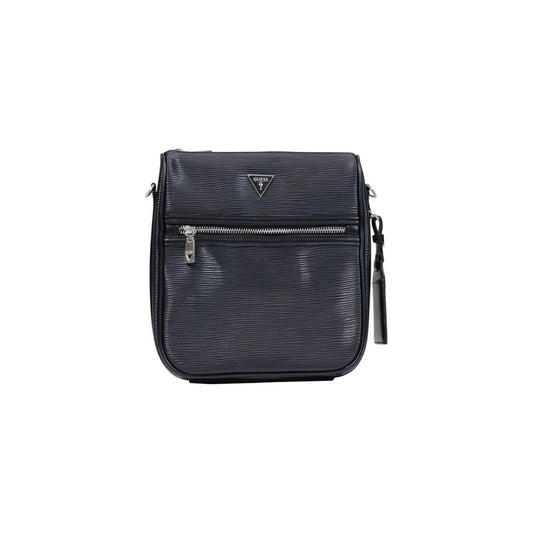 Bolso De Hombro Guess En Polietileno Negro Con Acabado Texturizado