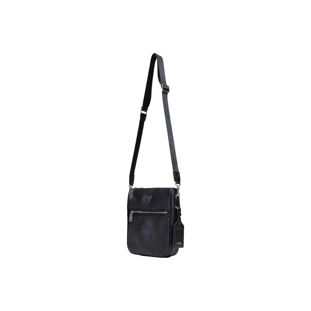 Bolso De Hombro Guess En Polietileno Negro Con Acabado Texturizado