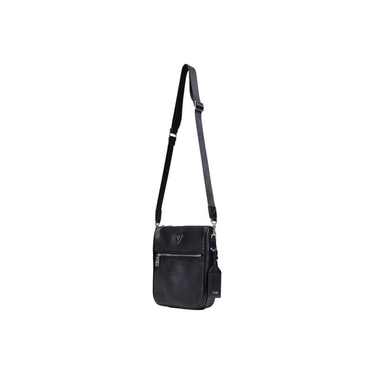 Bolso De Hombro Guess En Polietileno Negro Con Acabado Texturizado