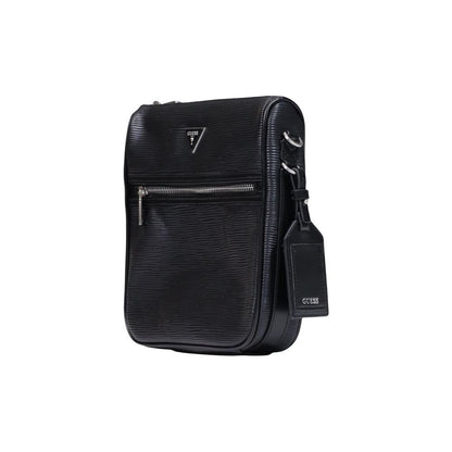 Bolso De Hombro Guess En Polietileno Negro Con Acabado Texturizado