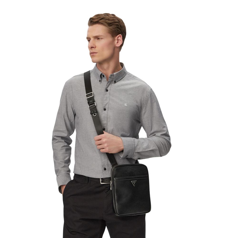 Bolsa Mensajera Guess De Polietileno Negro Modelo Milano