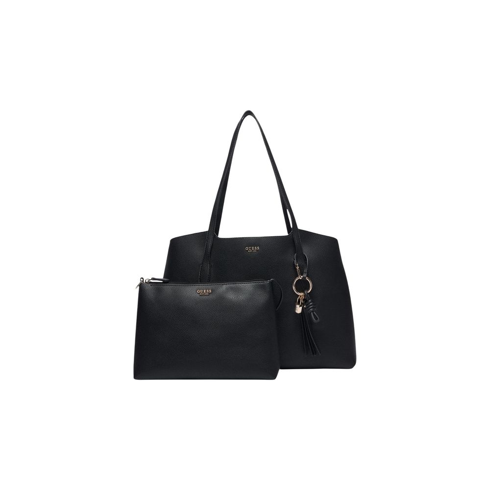 Guess Bolso Negro De Polietileno Gran Capacidad Y Diseño Estructural
