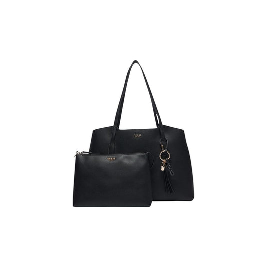 Guess Bolso Negro De Polietileno Gran Capacidad Y Diseño Estructural