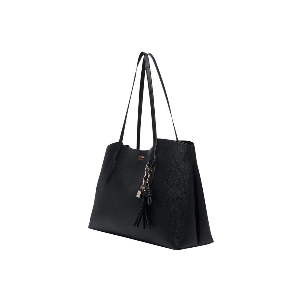 Guess Bolso Negro De Polietileno Gran Capacidad Y Diseño Estructural