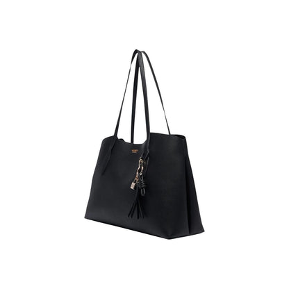 Guess Bolso Negro De Polietileno Gran Capacidad Y Diseño Estructural