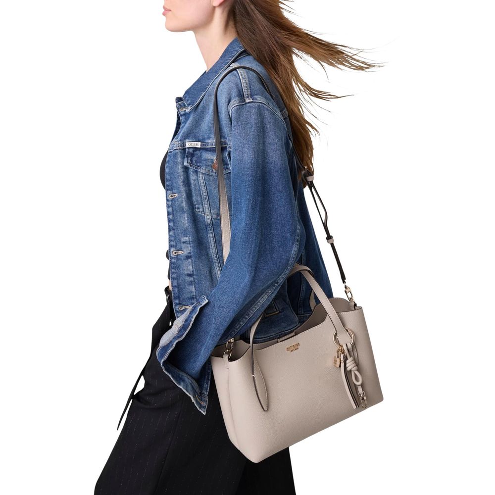 Bolso De Mano Guess En Poliuretano Beige De Gran Capacidad