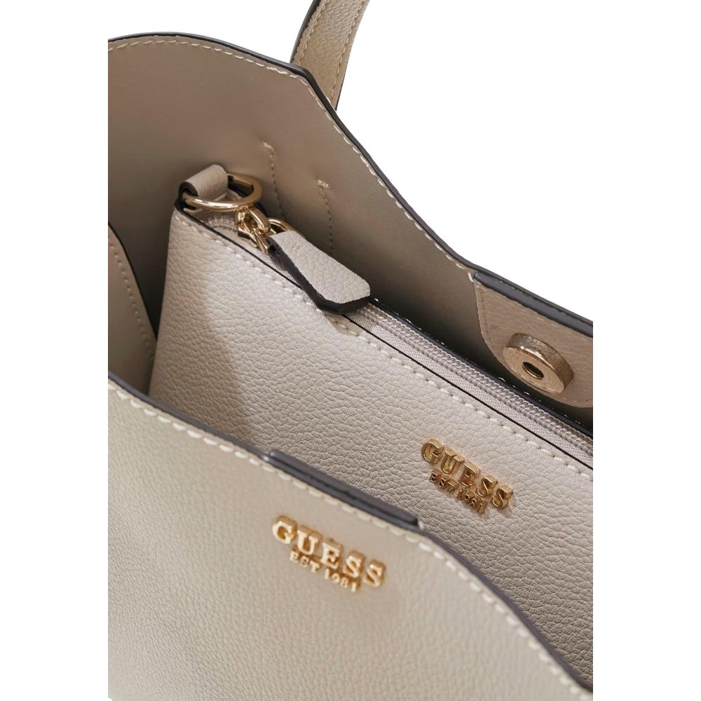 Bolso De Mano Guess En Poliuretano Beige De Gran Capacidad