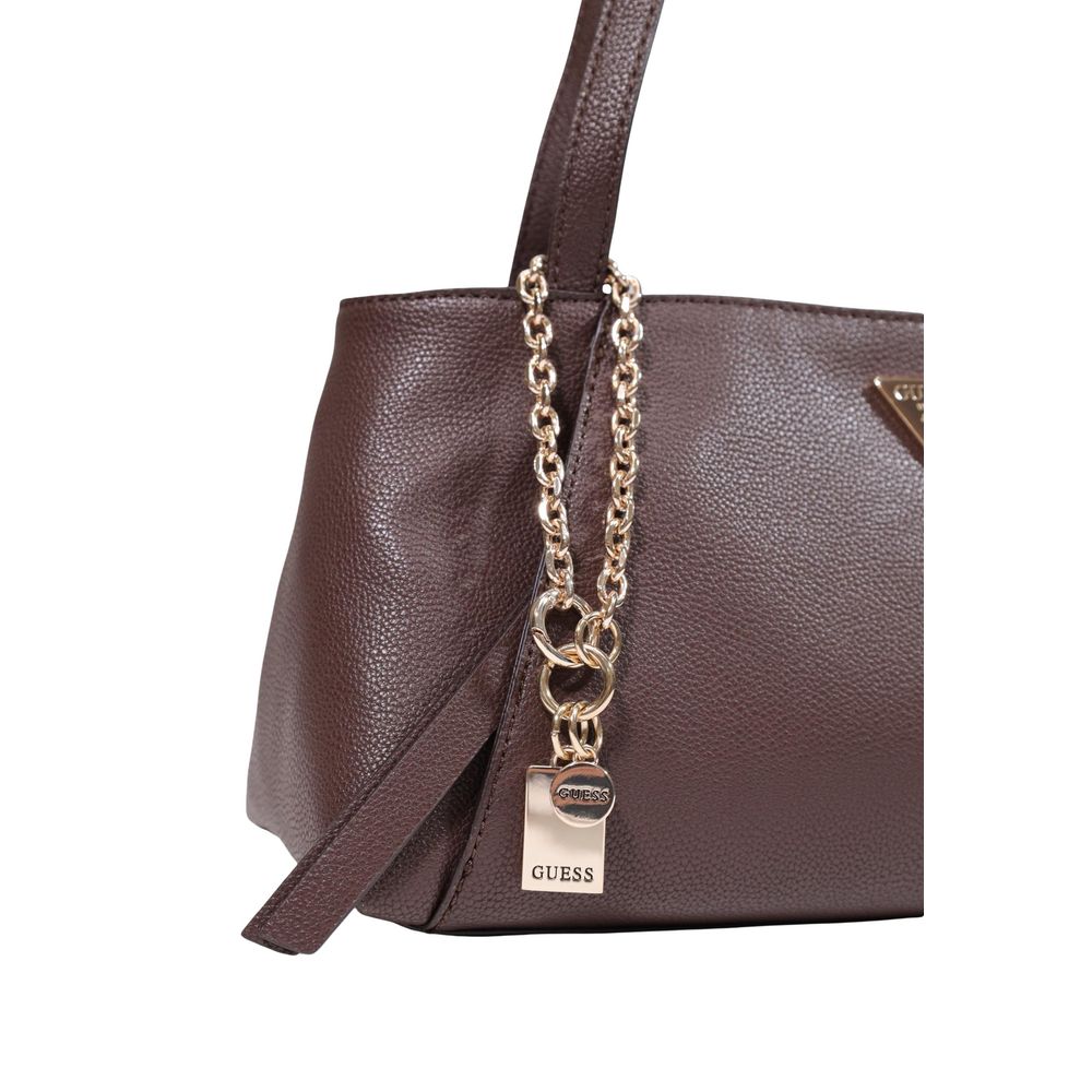 Bolso De Mano Guess Polietileno Marrón Modelo Lucci