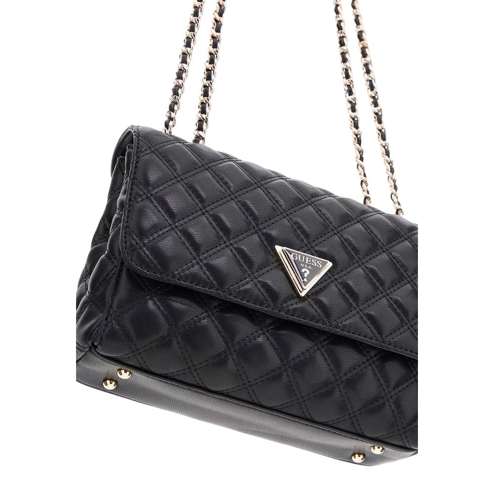 Guess Bolso De Mano Negro De Polietileno Con Top Zip