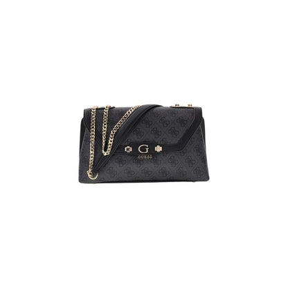 Guess Grey Polyurethane Crossbody Bag with Logo Print