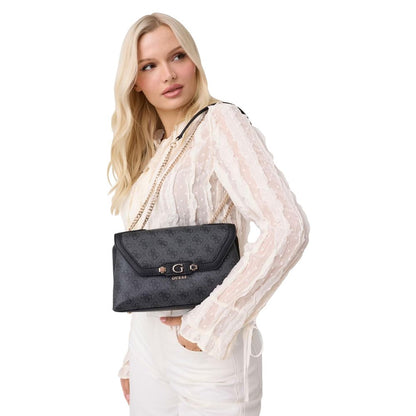 Guess Grey Polyurethane Crossbody Bag with Logo Print