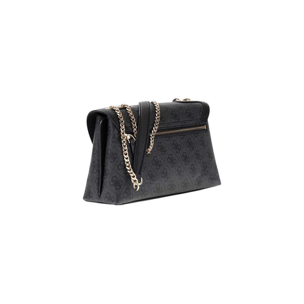 Guess Grey Polyurethane Crossbody Bag with Logo Print