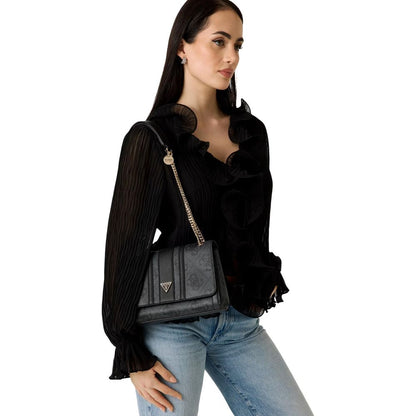 Bolso De Mano Gris En Polietileno Guess Modelo Elsie Shoulder