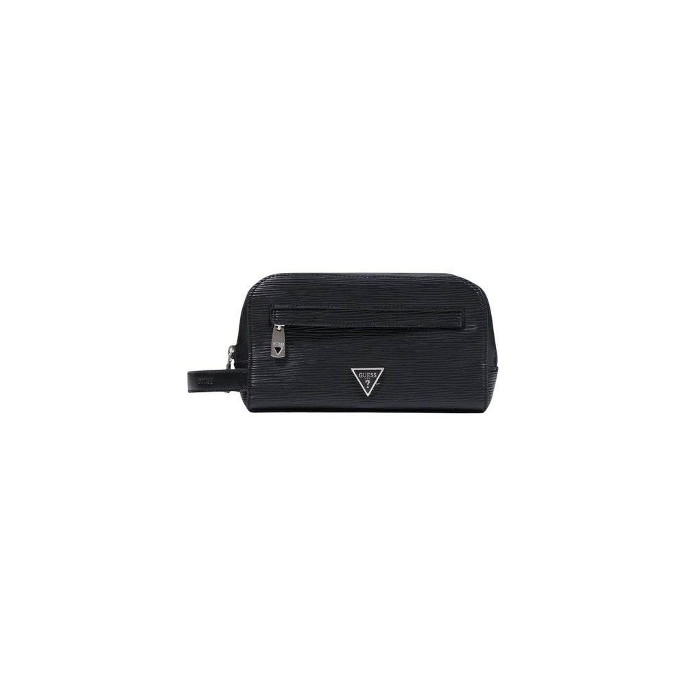 Guess Black Polyethylene Double Zipper Clutch Bag