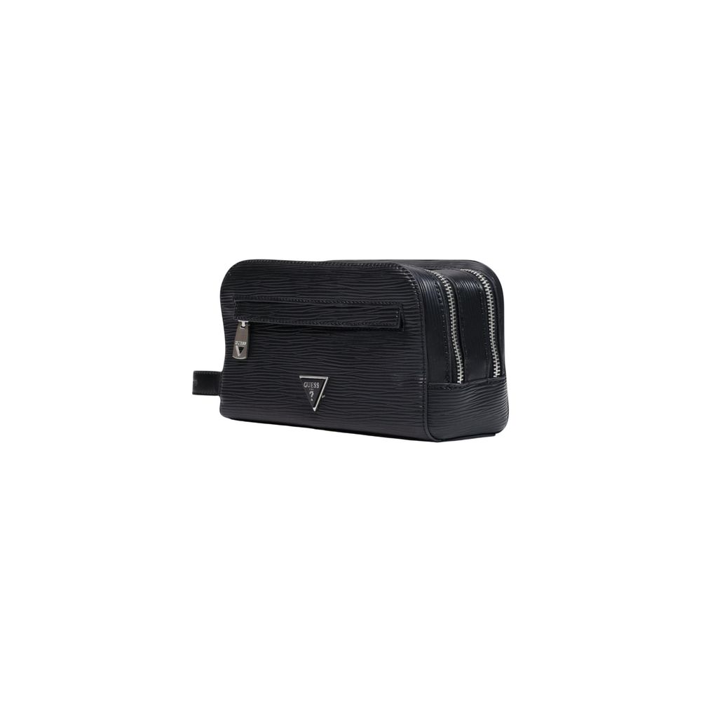 Guess Black Polyethylene Double Zipper Clutch Bag