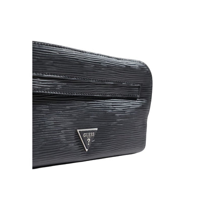 Guess Black Polyethylene Double Zipper Clutch Bag