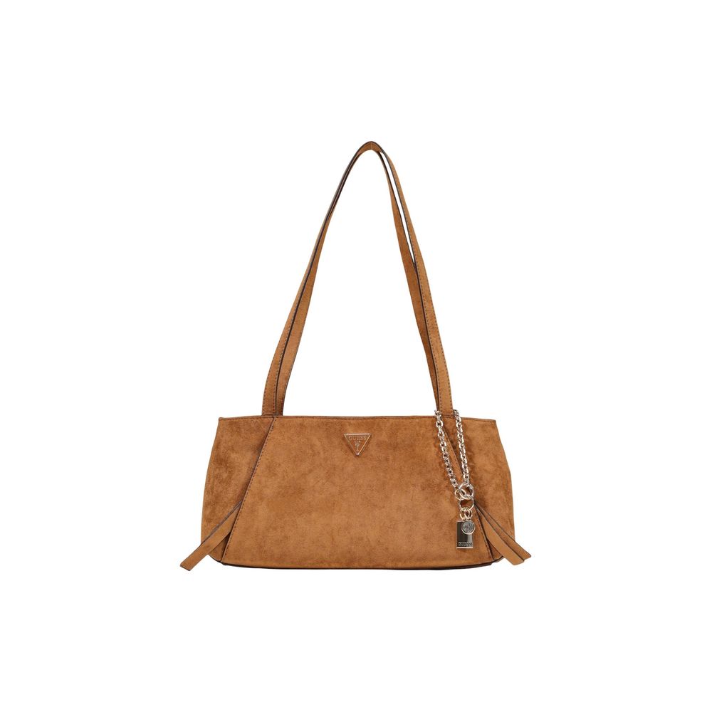 Guess Coleen Brown Polyester Handbag with Long Handles