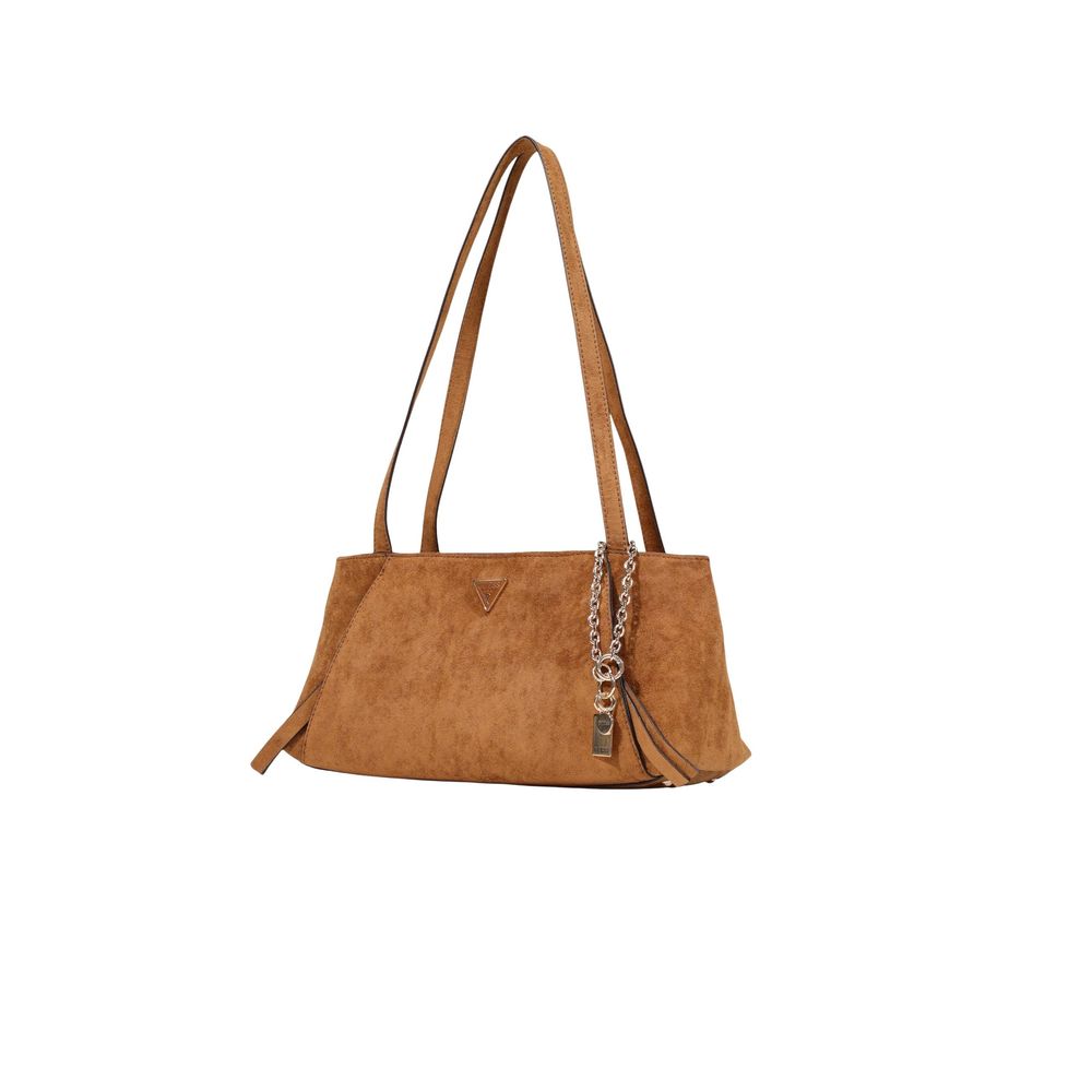 Guess Coleen Brown Polyester Handbag with Long Handles