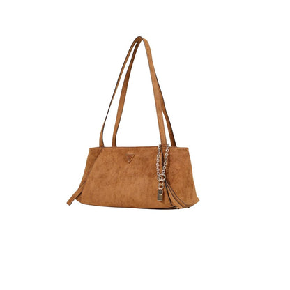 Guess Coleen Brown Polyester Handbag with Long Handles