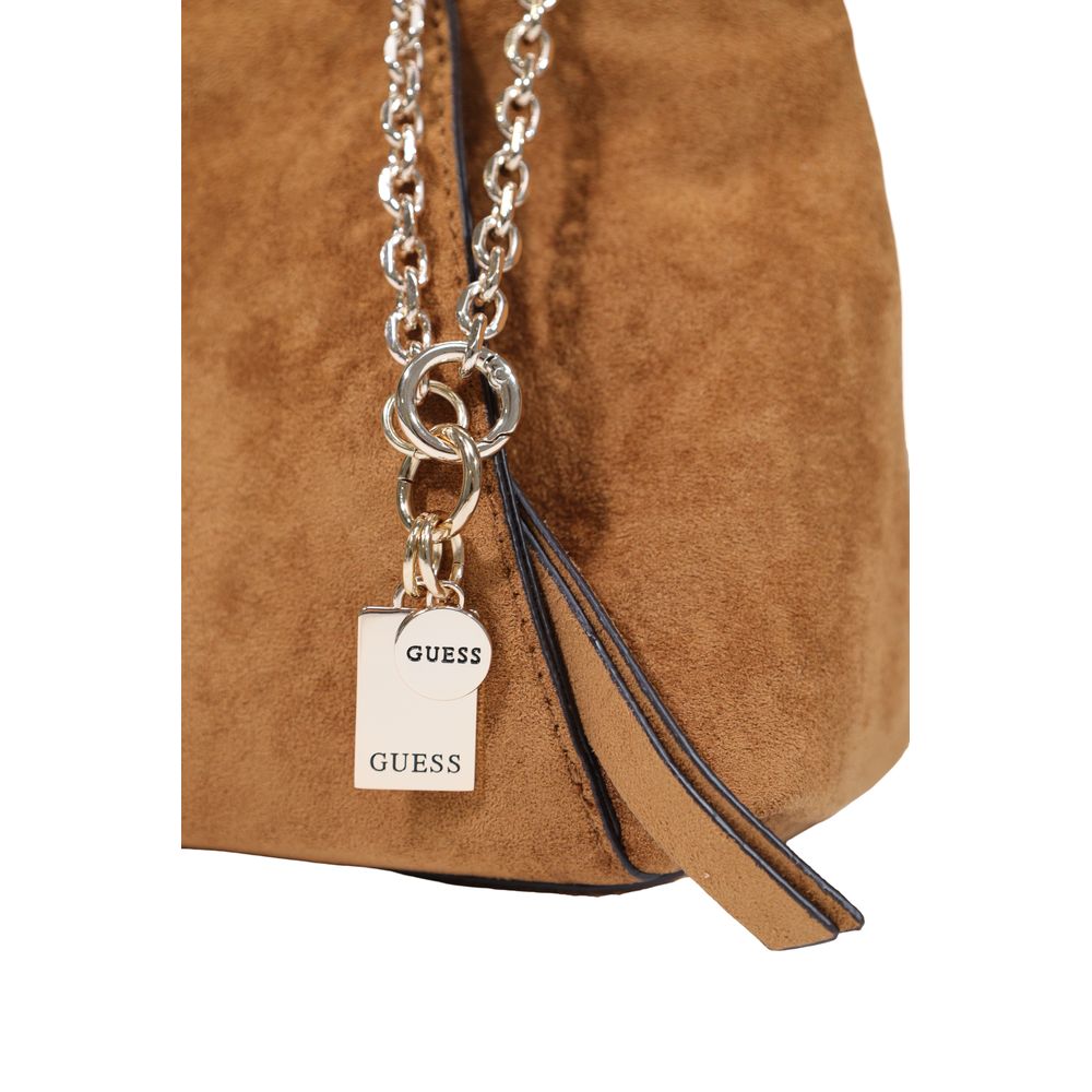 Guess Coleen Brown Polyester Handbag with Long Handles